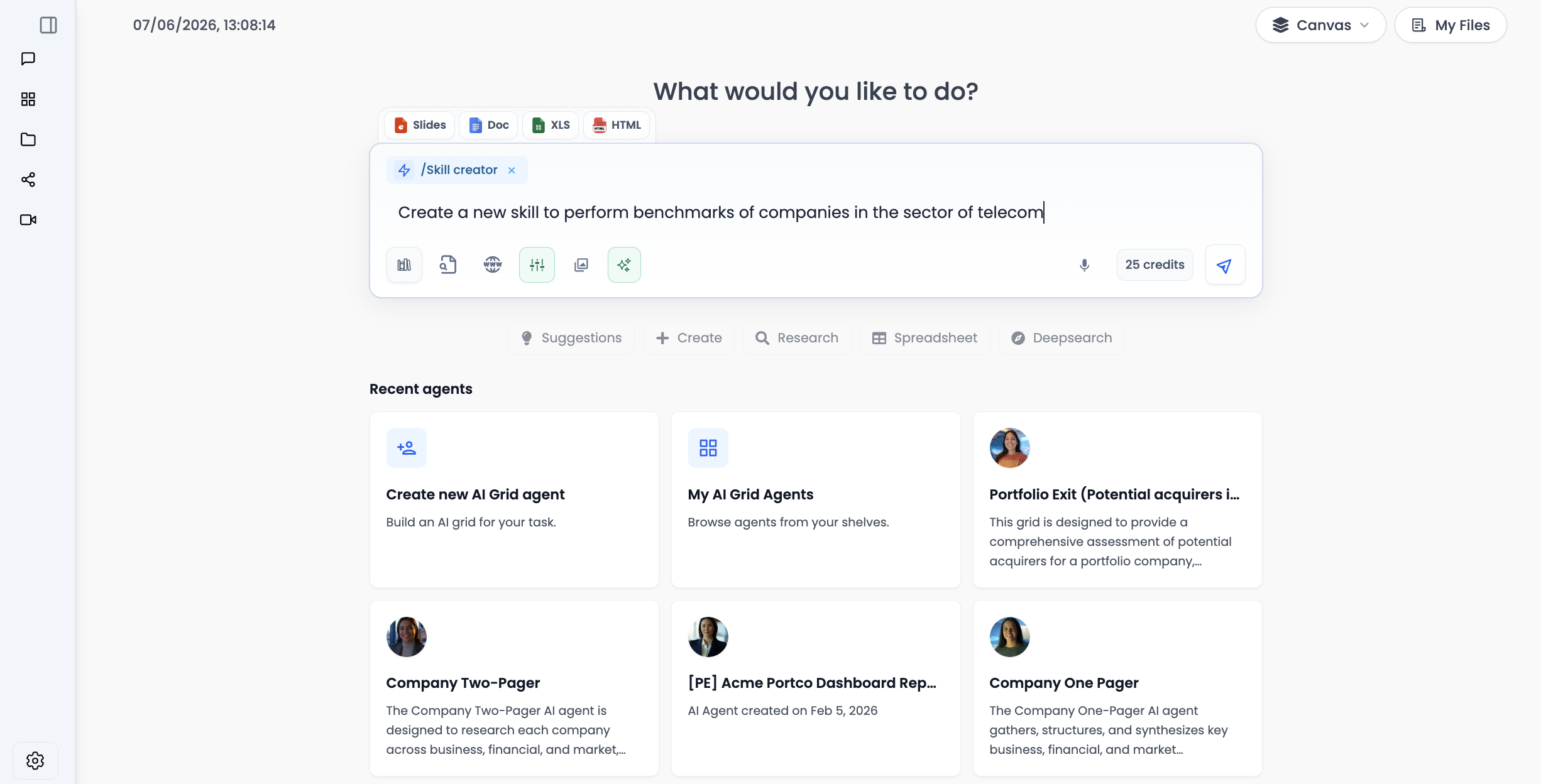 Select the skill-creator skill in Lampi chat