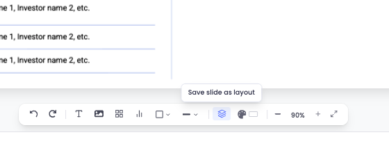Save as Layout controls in the Slides panel